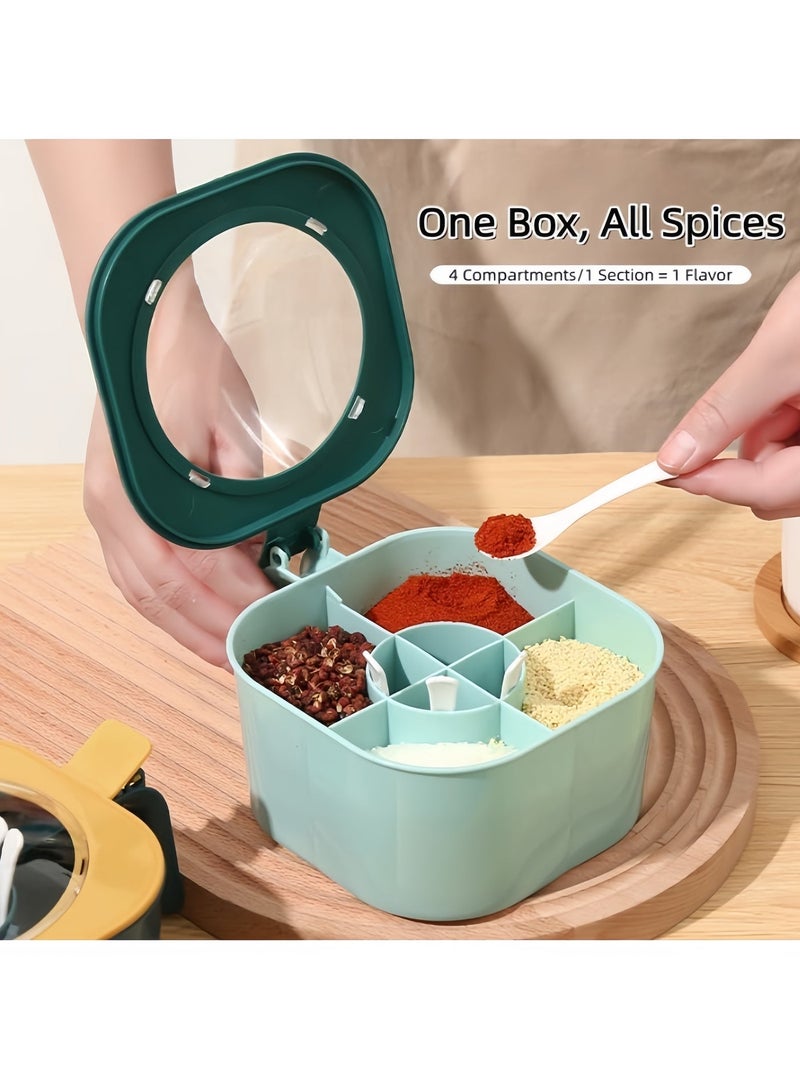 Seasoning jar four-grid seasoning box household seasoning salt jar kitchen seasoning bottle sealed storage seasoning jar full set 12.7x15x7.2 - Image 2